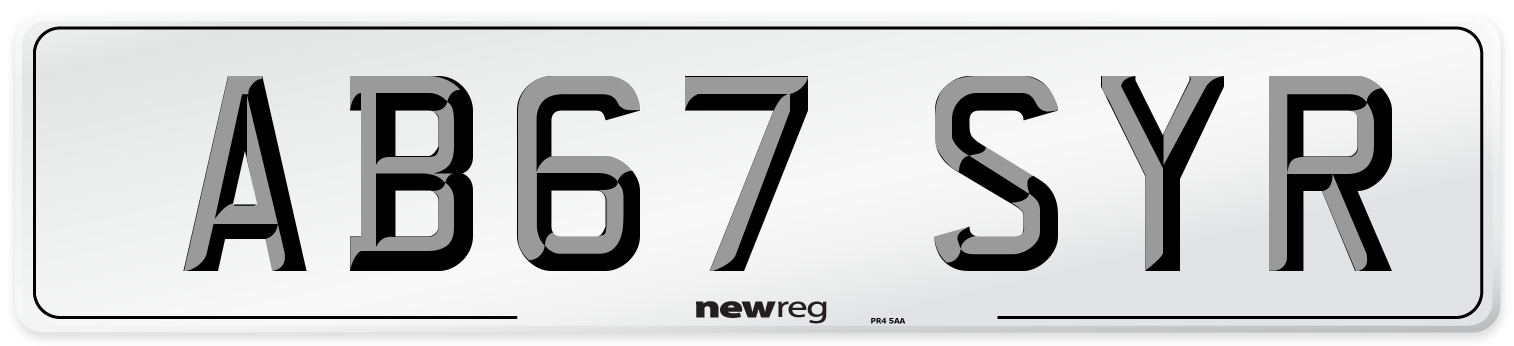 AB67 SYR Number Plate from New Reg